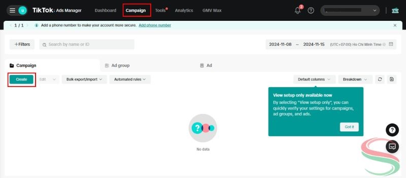 Khởi tạo chiến dịch quảng cáo mới