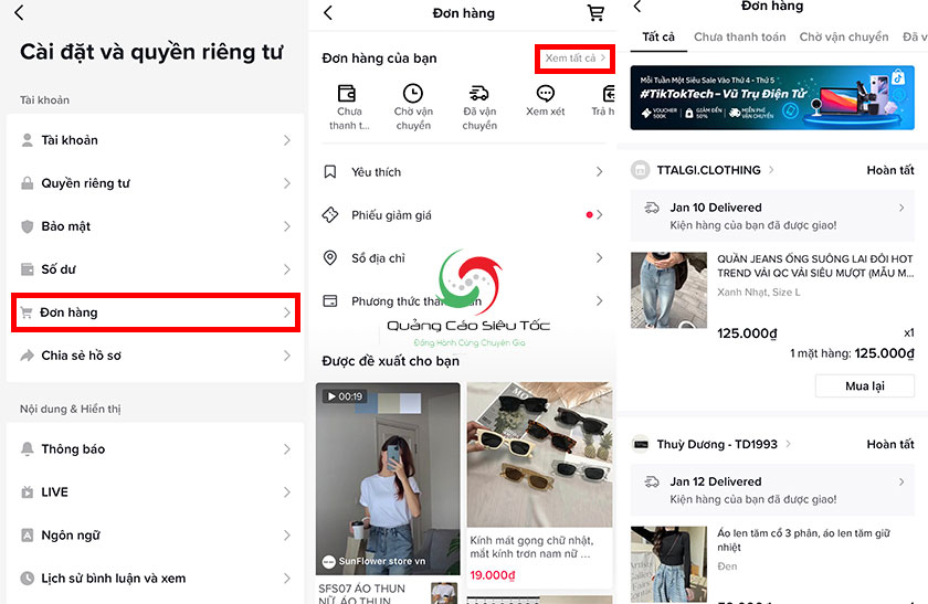 Cách xem đơn đặt hàng trên TikTok