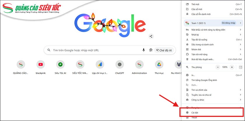 Truy cập Cài đặt Chrome