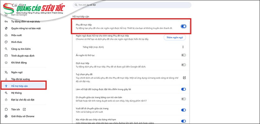 Tìm chức năng Live Caption và bật lên