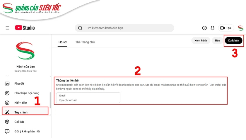 Cập nhật địa chỉ email