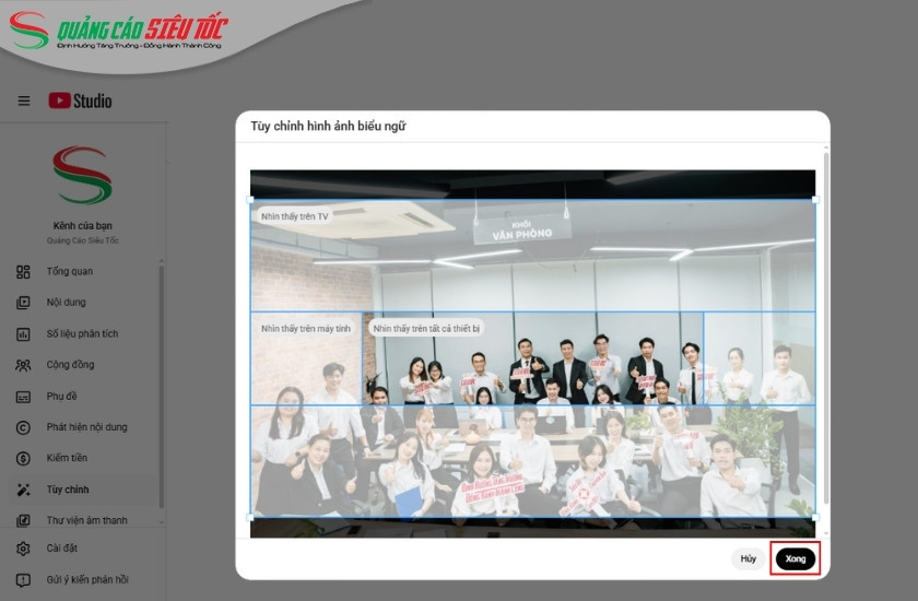 Điều chỉnh kích thước cover Youtube