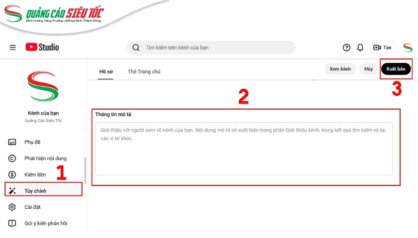 Viết mô tả kênh Youtube