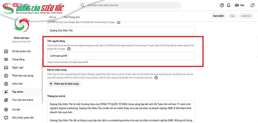 Thay đổi tên người dùng