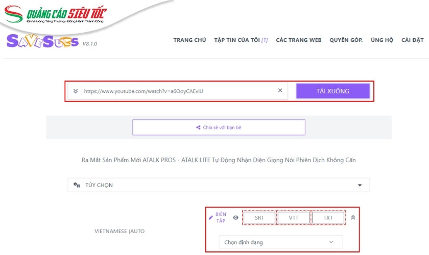 Cách download sub trên Youtube bằng SaveSub
