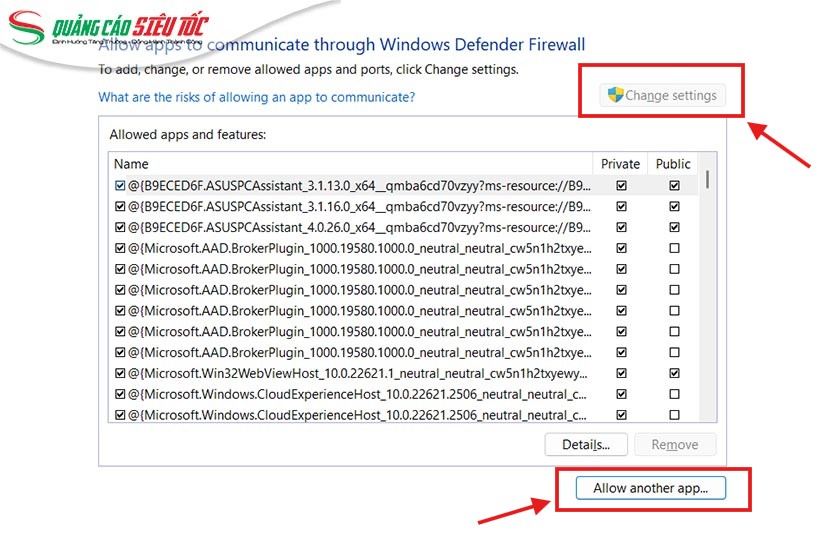 Chọn Allow another app