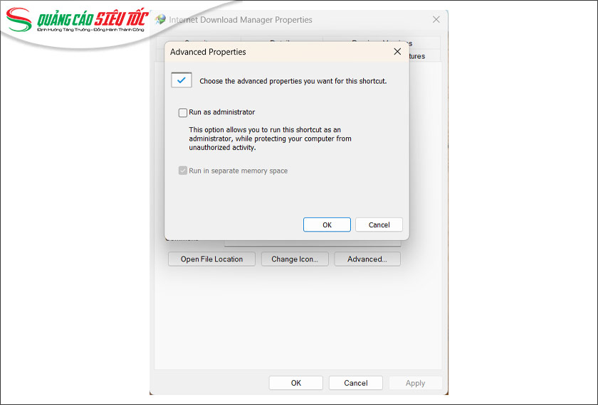 Tick chọn mục Run as Administrator