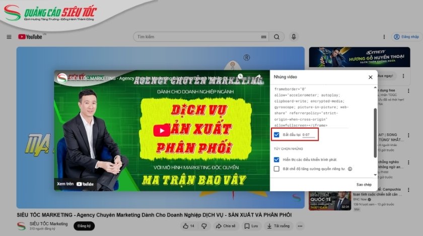 Hiệu chỉnh thời gian phát video Youtube
