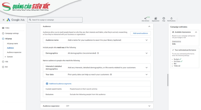 Target người xem Youtube Ads