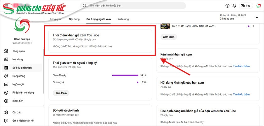 Xem khung giờ mà viewer hay tương tác tại đây