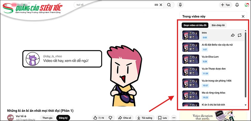 Timestamp trên video giúp viewer dễ dàng theo dõi