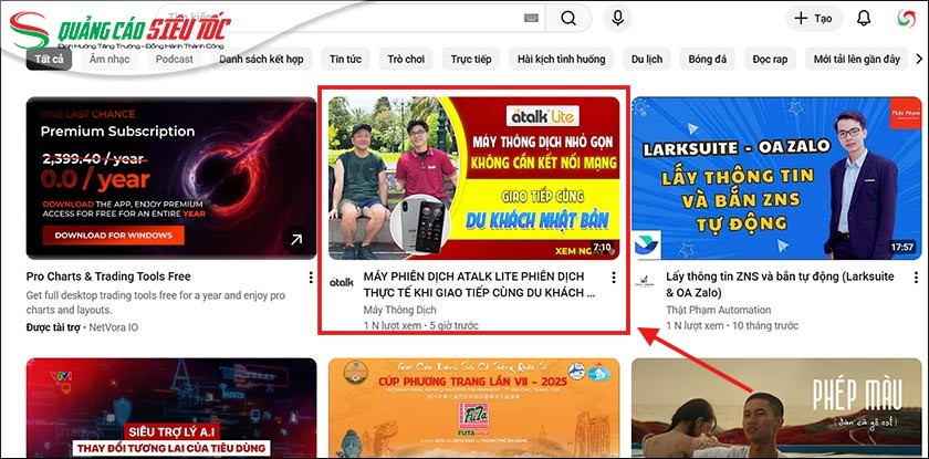 Thumbnail bắt mắt thu hút người xem