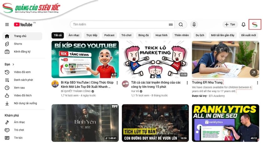 Hoàn tất lập tài khoản Youtube