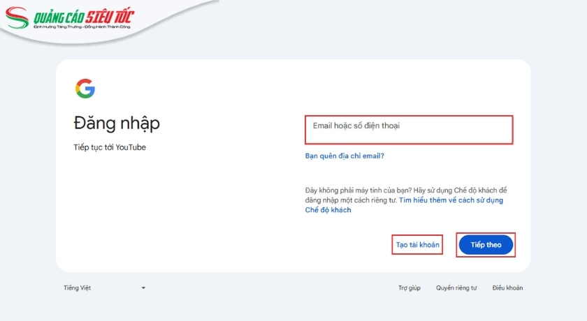 Tạo tài khoản Youtube bằng gmail