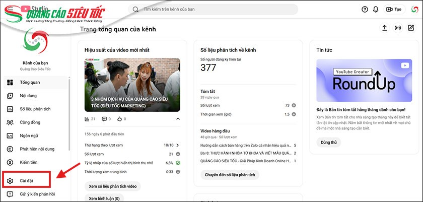 Vào phần Cài đặt