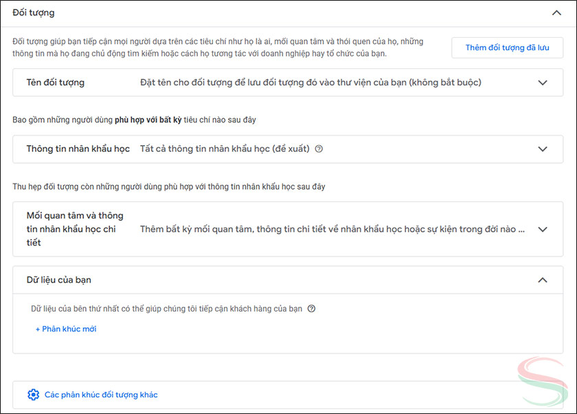 Cài đặt nhắm mục tiêu