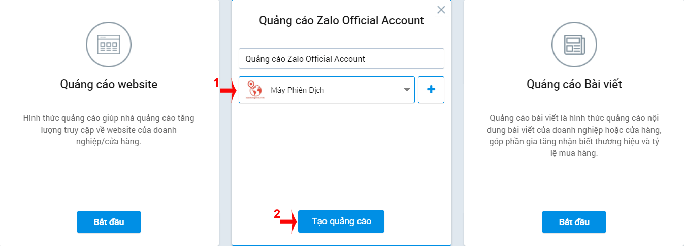 quảng cáo zalo oa Quảng cáo Zalo OA