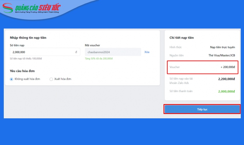 Tặng tiền Zalo Ads
