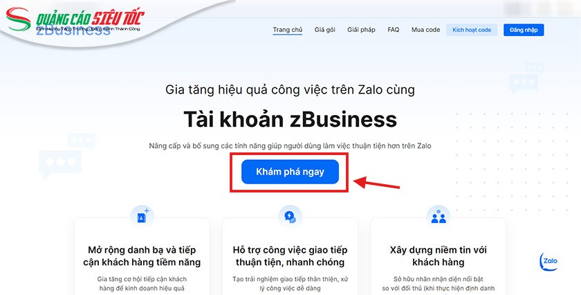 Đăng ký Zalo Business bước 1 Đăng ký Zalo Business bước 1