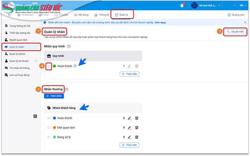 Quản lý người quan tâm OA Quản lý người quan tâm OA