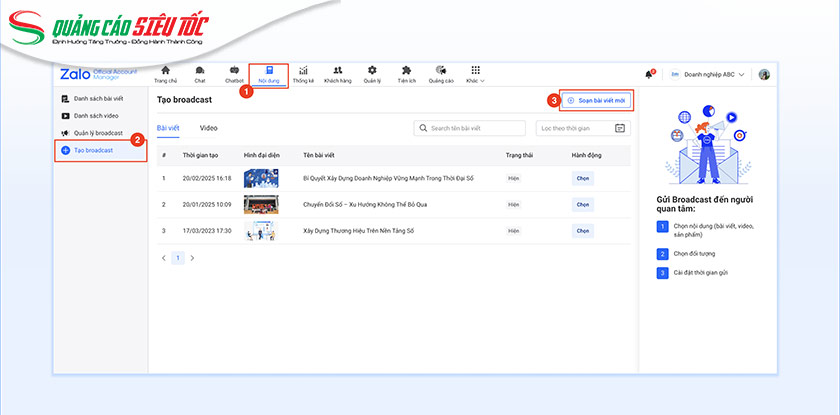 Gửi Broadcast tới người quan tâm Gửi Broadcast tới người quan tâm