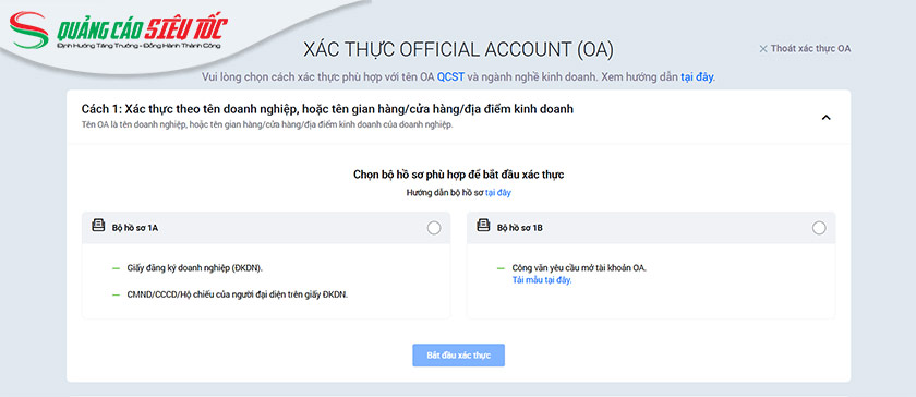 Xác thực Zalo OA cách 1 Xác thực Zalo OA cách 1