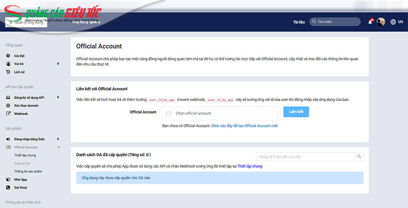 Cài đặt gửi Zalo ZNS bước 4 Cài đặt gửi Zalo ZNS bước 4