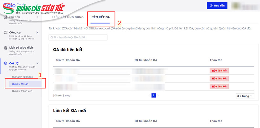 Cài đặt gửi Zalo ZNS bước 5 Cài đặt gửi Zalo ZNS bước 5