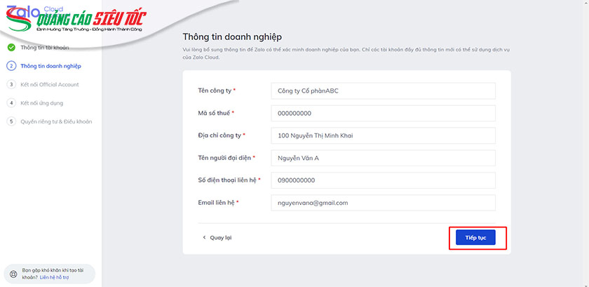 Đăng ký ZCA bước 2 Đăng ký ZCA bước 2