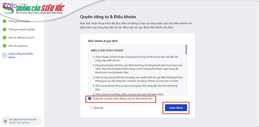 Đăng ký ZCA bước 4 Đăng ký ZCA bước 4