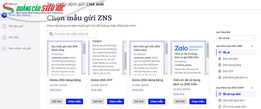 Gửi theo chiến dịch trong ZCA Gửi theo chiến dịch trong ZCA