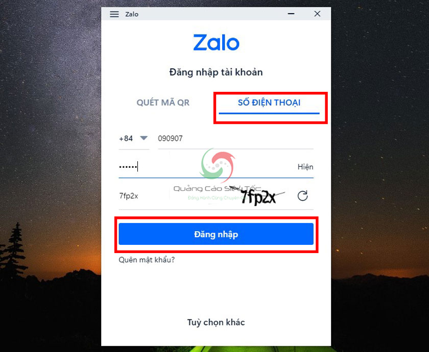 Zalo đăng nhập máy tính bằng số điện thoại