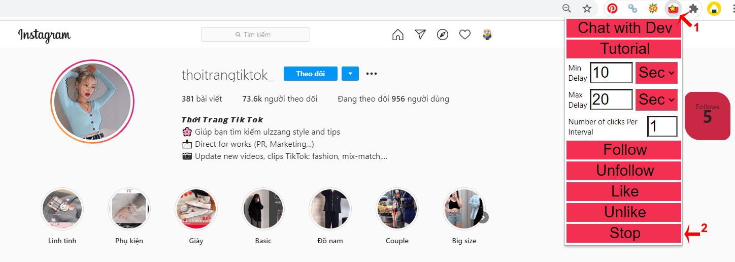 Cách dùng tiện ích auto follow Instagram free hiệu quả 2024