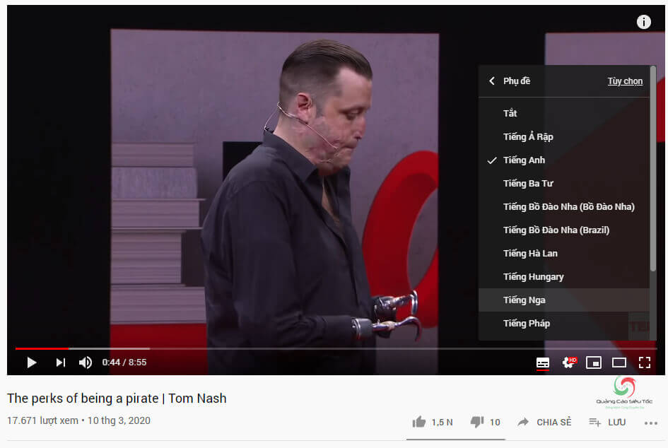 Turn on first subtitles for videos on Youtube