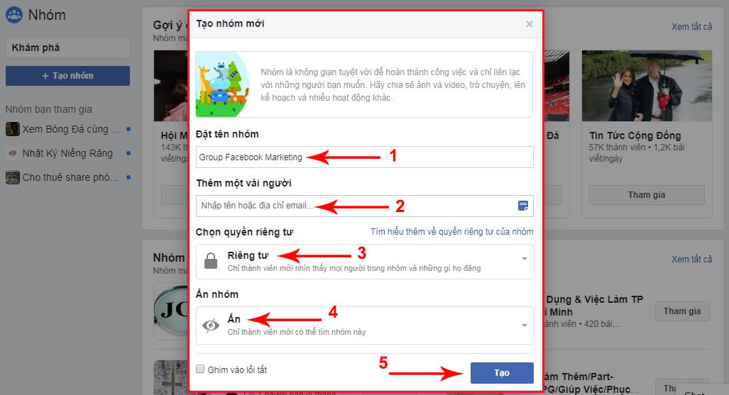 cách lập nhóm trên facebook