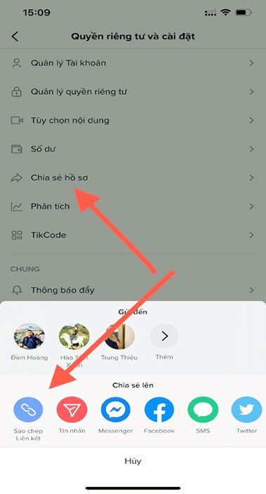 share hồ sơ tiktok