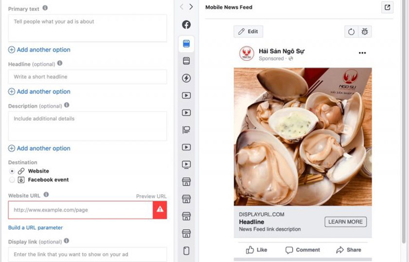 Tạo mẫu quảng cáo conversion Facebook