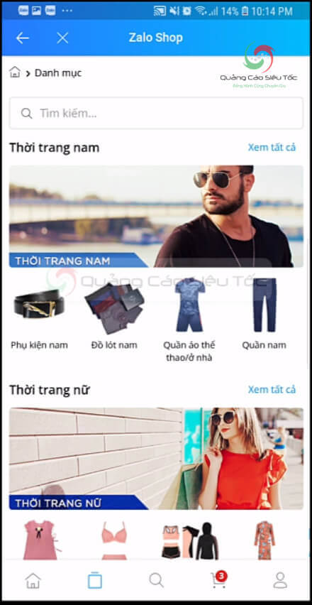 Giao diện Shop Zalo trên điện thoại 