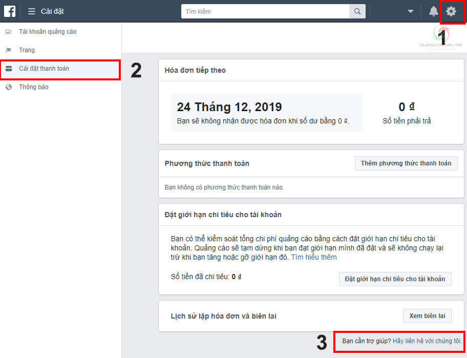 Truy cập trang trợ giúp của Facebook từ trình quản lý 