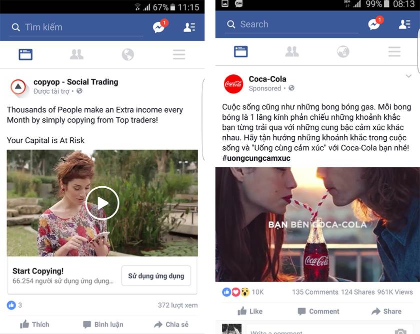 Kích thước video Facebook trên điện thoại