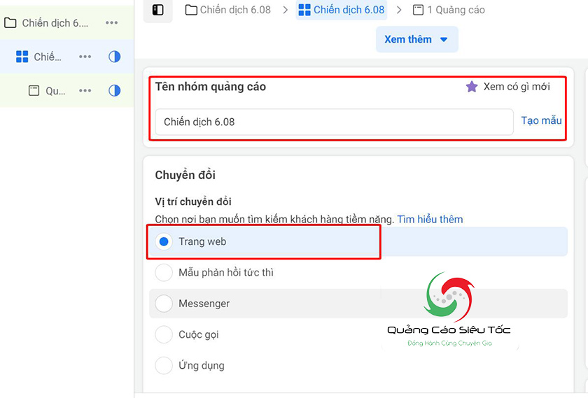 Chọn chuyển đổi trang web