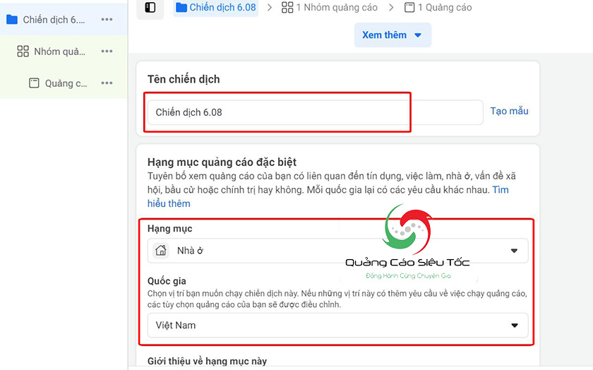 Đặt tên chiến dịch Lead Facebook Ads