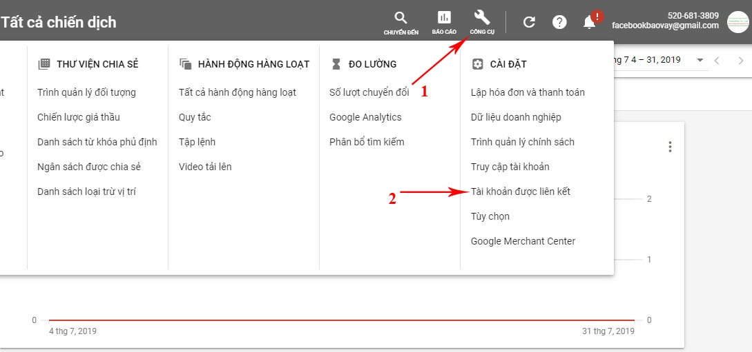 liên kết google ads và google analytics