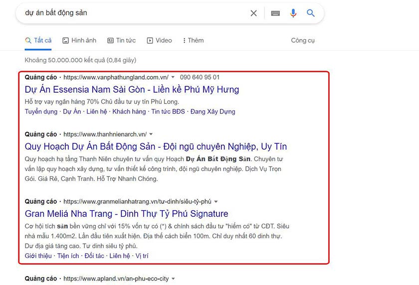 Marketing bds quảng cáo Google