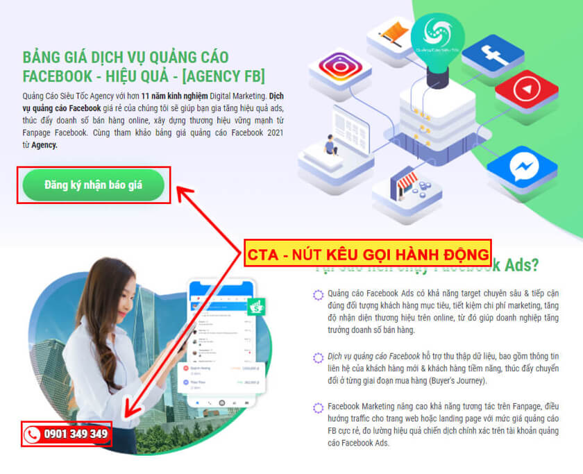 KPI Landing Page và CTA Quảng cáo siêu tốc