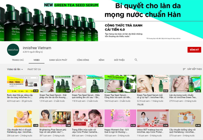 Kênh Youtube thương hiệu mỹ phẩm Kênh Youtube thương hiệu mỹ phẩm