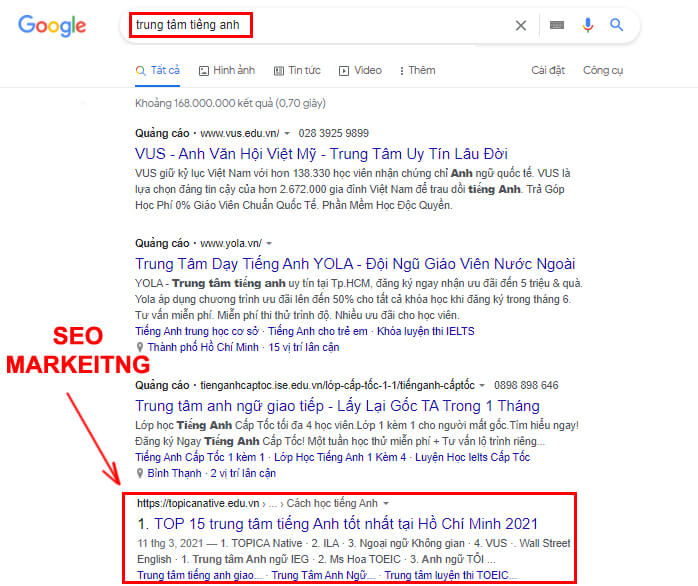 Seo trung tâm ngoại ngữ Seo trung tâm ngoại ngữ