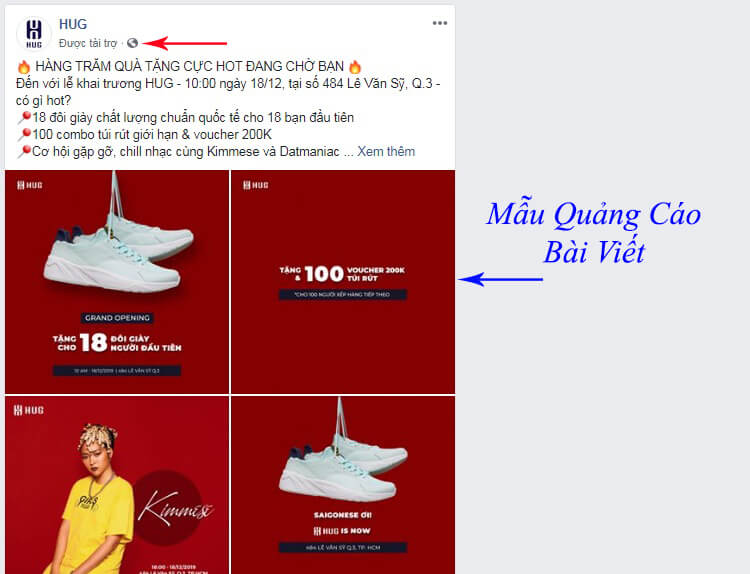 quảng cáo bài viết facebook