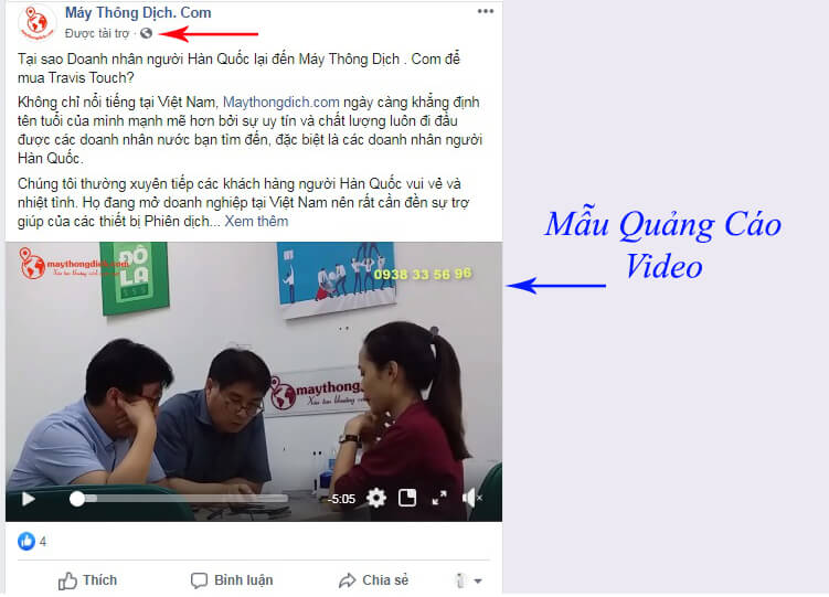 mẫu quảng cáo video facebook