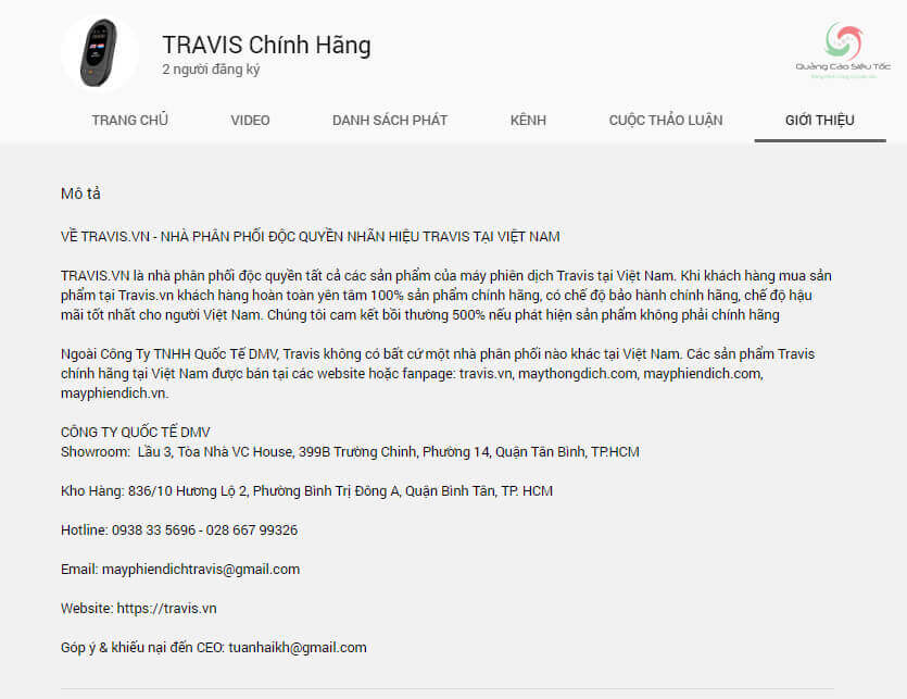 Mô tả kênh Youtube của máy phiên dịch Travis Việt Nam